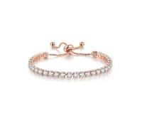 XLXKGPGKMK Bracelet en Zircon de 4mm à la mode, avec longueur réglable et chaîne combinée extractible, ensemble Tennis(Rose gold pull-out)