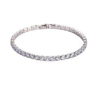 XLXKGPGKMK Bracelet en Zircon de 4mm à la mode, avec longueur réglable et chaîne combinée extractible, ensemble Tennis(White17CM)