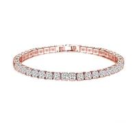 XLXKGPGKMK Bracelet en Zircon de 4mm à la mode, avec longueur réglable et chaîne combinée extractible, ensemble Tennis(Rose gold 17CM)