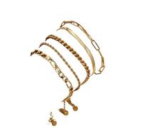 XLXKGPGKMK Ensemble de bracelets personnalisés simples et polyvalents avec chaîne nue unie qui ne se décolore pas for les femmes(Five piece suit)