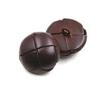 BeerMmay Boutons recouverts en cuir véritable – 5 pièces – 15 mm – Café
