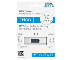 XLYNE Clé USB 3.0 Pro OTG 16 Go pour PC (USB) et Smartphones/tablettes (Micro USB) - Vitesse de Lecture : jusqu'à 30 Mo/s, Vitesse d'écriture : jusqu'à 8 Mo/s