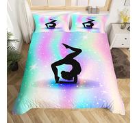 XLYYDS Housse de Couette 200x200 Gymnastique, Parure de Lit Fille Dansante 2 Personnes, Imprimée Microfibre Housse Couette Gymnastique, 2 Taies d'oreiller 65x65 cm