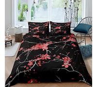 XLYYDS Housse de Couette 240 x 260 Style Japonais, Parure de Lit Fleur De Cerisier 2 Personnes, Imprimée Microfibre Housse Couette, 2 Taies d'oreiller 65x65 cm avec Fermeture éclair
