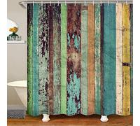 XLYYDS Rideau Douche 240x200 Planches de Bois D'époque, 3D Bois Coloré Rideau de Douche Anti Moisissure Rideaux de Douche, Rideau Salle de Bain Imperméable Shower Curtain, avec 12 Crochets