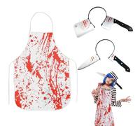 XLZJYIJ Halloween Tablier Sanglant avec Serre Tete Couteau Halloween, Bandeau Sanglant Halloween, Chef Sanglant de Boucher Tablier Costumes, Halloween Bandes de Cheveux D'horreur pour Cosplay