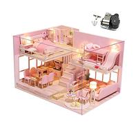 XLZSP Kit maison de poupée avec housse anti-poussière et mouvement musical à l'échelle 1:24 en bois pour maison de poupée miniature - Jouet cadeau (Fandai Sweetheart)