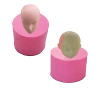 XLZSP Lot de 2 moules en silicone en forme de tête de poupée 3D - Pour fondant, gâteau, chocolat, gelée, pudding, argile polymère