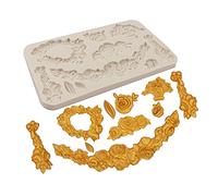 XLZSP Moule à gâteau sculpté baroque en silicone en forme de fleur de rose en relief pour décoration de gâteau au chocolat