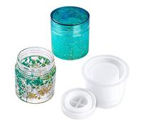 XLZSP Moule en silicone pour bouteille de 4 styles - Boîte de rangement pour bijoux avec couvercle - Moule en cristal époxy - Moule pour décoration de bougies - Moule rond