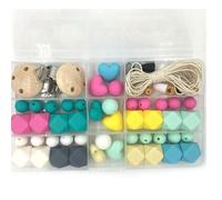 Xm 1 Ensemble Artisanat Bricolage Pour Accessoires De Couture Anneau De Dentition Pendentif Pêche Coeur Perles Bracelet Hexagone Pour Enfants Maison A4