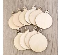 Xm 10 Pièces Bricolage Boule En Bois Suspendus Arbre De Noël Décoration Ronde Babiole Blanc Décorations Cadeau Tag Formes Bois Artisanat Noël Maison A35