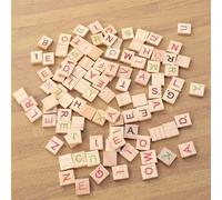Xm 100 Pièces Naturel Copeaux De Bois Bricolage 26 Anglais Lettres Mots Alphabet Puzzle Alphabétisation Boîte Bébé Bricolage Artisanat Fête Peinture Décoration A3