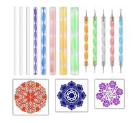 Xm 16 Pièces/Ensemble Mandala Outils De Pointage Kits De Peinture De Roche Stylo À Point Peinture Ensemble De Pochoir Bricolage Cadeau Pointillé Sculpture Stylet Ensemble D'outils