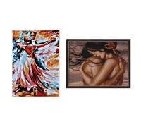 Xm 2 Ensemble 16x20 Pouces Bricolage Peintures À L'huile Peinture Par Numéro Kit Sans Cadre-1 Ensemble Pour Toujours Embrasser & 1 Ensemble Tango Hommes Et Femmes Double Da