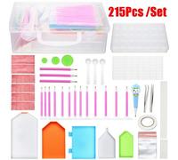 Xm 215 Pièces Diamant Peinture Outils 5d Diamant Peinture Accessoires Kits Point De Croix Outils Ensembles Diamant Broderie Boîte Pour Bricolage Artisanat