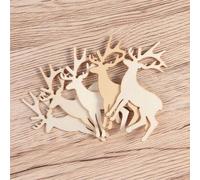 Xm 5 Pièces Peinture À La Main En Bois Renne Découpe Placages Tranches Pour Patchwork Bricolage Artisanat Décor Arbre De Noël Pendentif Fournitures De Noël A3