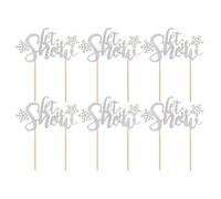Xm 6 Pièces Laisser La Neige Mots Décoration De Gâteau Choix Drôles Papier Cupcake Décor Fournitures De Fête Pour Noël A35