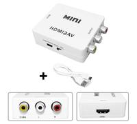 XM Adaptateur Convertisseur de HDMI Numérique à AV RCA CVBS Analogique Signal Full HD 1080p HDMI2AV Video pour PC TV Blanc