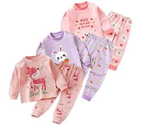 XM-Amigo 3Set/Pack Impression de Dessin animé bébé Filles Coton Pyjama Bébé Coton Pyjama Four Seasons sous-vêtements Ensembles Enfants（Label Size: 90/60 ）