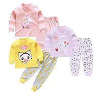 XM-Amigo 3Set/Pack Impression de Dessin animé bébé Filles Coton Pyjama Bébé Coton Pyjama Four Seasons sous-vêtements Ensembles Enfants（Label Size: 90/60 ）