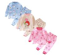 XM-Amigo 3Set/Pack Impression de Dessin animé bébé Filles Coton Pyjama Bébé Coton Pyjama Four Seasons sous-vêtements Ensembles Enfants（Label Size: 90/60 ）