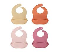 XM-Amigo Bavoirs unisexes en silicone souple et ajustable, bavoirs de sevrage en silicone imperméables pour bébés et tout-petits Ensemble de 4 bavoirs