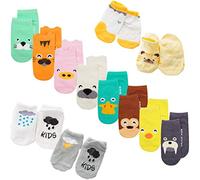 XM-Amigo - Chaussettes bébé 22 paires/set imprimé animal avec poignée antidérapante pour enfants et filles, Lot de 12 pièces., 1-3 anni