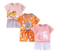 XM-Amigo Ensemble de 3 t-Shirts à Manches Courtes pour Filles, Demi-Manches, Lot de 6 （sans Boucle d'épaule-Affichage de l'étiquette ：75）