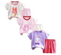 XM-Amigo Ensemble de 3 t-Shirts à Manches Courtes pour Filles, Demi-Manches, Lot de 6 （sans Boucle d'épaule-Affichage de l'étiquette ：75/120）