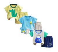 XM-Amigo Ensemble T-Shirt et Short à Demi-Manche Garçon, Lot de 3 Ensembles 6 Pièces, sans Boucles d'Épaule, 5 à 7 Ans, Tailles 80/130