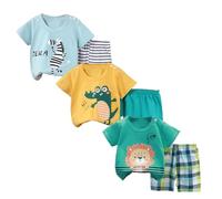 XM-Amigo Ensemble T-Shirt et Short à Manches Courtes Bébé Garçon, Lot de 3 Ensembles 6 Pièces, avec Boucles d'Épaule, 18 à 24 Mois, Taille 60/90
