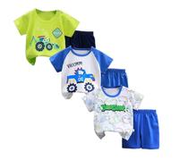 XM-Amigo Ensemble T-Shirt et Short à Manches Courtes Garçon, Lot de 3 Ensembles 6 Pièces, avec Boucles d'Épaule, 2 à 3 Ans, Taille 65/100