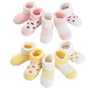 XM-Amigo Lot de 10 paires de chaussettes chaudes pour bébé - Unisexe - Chaussettes souples élastiques pour nouveau-né (0-36 mois), chaussettes chaudes en coton éponge - Rose - 0-6 mois