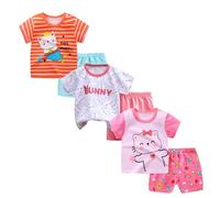 XM-Amigo Lot de 3 t-Shirts à Manches Courtes pour bébé Fille, Lot de 6 （avec Boucle d'épaule-Affichage de l'étiquette ：55/80）