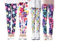 XM-Amigo Lot de 4 Pantalons pour Filles avec Motif Floral, jambières Extensibles (4 Ans)