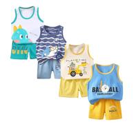 XM-Amigo Lot de 8 Ensembles Débardeur Short Enfant Coton,5-7 Ans