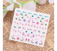 Xm Autocollant Dessin Animé Oiseaux Flamand Rose Étiquette Décorative Pour Manucure Pointe Pour Art Des Ongles Autocollants Hawaïens Pour Art Des Ongles 6 Pièces