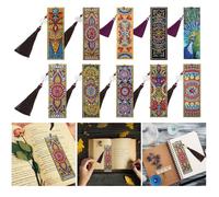 Xm Bricolage Spécial Peinture Diamant Marque-Page En Cuir Signet Livre Page Pampille Cadeau Pour Livres Fournitures De Bureau Cadeau De Noël