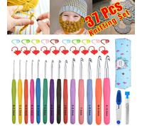 Xm Ensemble De Crochets De Bricolage Avec Fil Aiguilles À Tricoter Ensemble D'outils De Couture Ciseaux D'artisanat Outils De Tissage Au Point Avec Sac De Rangement Bleu