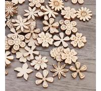 Xm Feuilles Et Fleurs Découpées Au Laser 20mm Jouet Éducatif De Gribouillage Petite Décoration En Bois Naturel Artisanat À Bricoler Et Soi-Même A3 100 Pièces