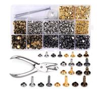 Xm Kit De Boutons À Pression Rivets Ensemble De 400 Pièces/Ensemble De 6mm 8mm Double Capuchon Fermeture À Goujon Avec Sac De Rangement Et Outil D'installation