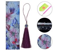 Xm Marque-Livre En Cuir Avec Papillons Fleur Diamant Peinture Marque-Livre Gland Marque-Page Pour Livre Fournitures Scolaires Et De Bureau Diy Bricolage