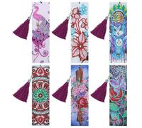 Xm Marque-Page Avec Pompon En Cuir 5d Bricolage Marque-Page En Forme De Diamant Marque-Page En Broderie Artisanat Créatif Bricolage