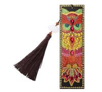 Xm Marque-Page Bricolage En Forme De Hibou Marque-Page Spécial Diamant Peinture En Cuir Avec Glands Cadeaux