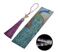 Xm Marque-Page En Forme De Diamant 1 Pièce Bricolage Marque-Page Broderie Cuir Point De Croix Gland Marque-Pages Pour Livres Cadeau Pour Enfants