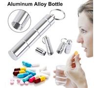 Xm Mini Porte-Clés De 2 Pièces Conteneur En Aluminium Porte-Médicaments Étui En Argent Organisateur De Tablette Boîte À Pilules Étui De Médicament