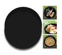 XM Nouveau 24cm diamètre noir rond antiadhésif Barbecue tapis Barbecue gril tapis Pot tapis BBQ accessoires de cuisson