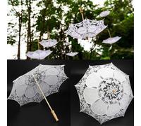 Xm Parapluie De Soleil En Dentelle Blanche 23 Pouces Parasol Brodé Fournitures Décoratives De Fête De Mariage Nuptiale