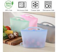 Xm Sac En Silicone Pour Aliments Frais De 1500ml Sac En Silicone Pour Conservation Des Aliments Frais Sac De Congélation Réutilisable Avec Fermeture Éclair Sac Supérieur Étanche Pour Fruits Pour Micro